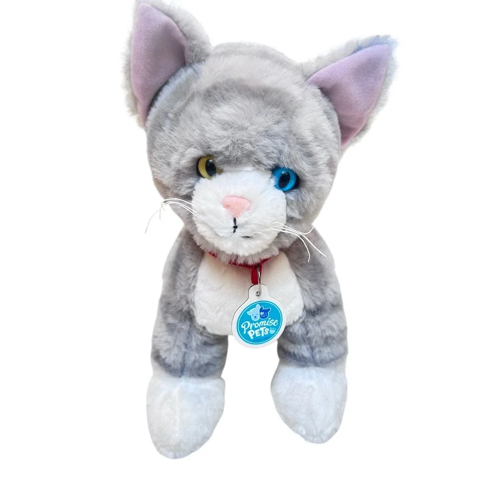 Build-A-Bear Promise Pets Grey TabbyCat Plush Odd Eyes Blue Yellow Heterochromia